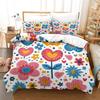 Purple Flower Print Bedding Bedroom Set Duvet Cover With Pillowcase Three-Piece Set