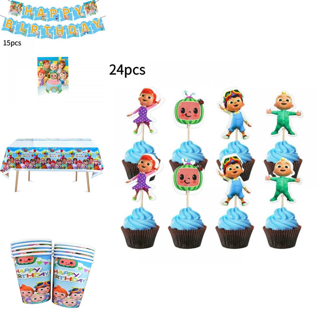 Cocomelon Birthday Party Supplies Set With Paper Plates Cups Napkins For Kids Celebration Event