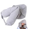 Fillable Travel Neck Pillow with Hood Light-blocking Nap Pillow Neck Support with Storage Pouch Office Sleeping Headrest