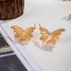 Golden leaf fan texture earrings creative exaggerated retro flower heavy metal wind stud earrings