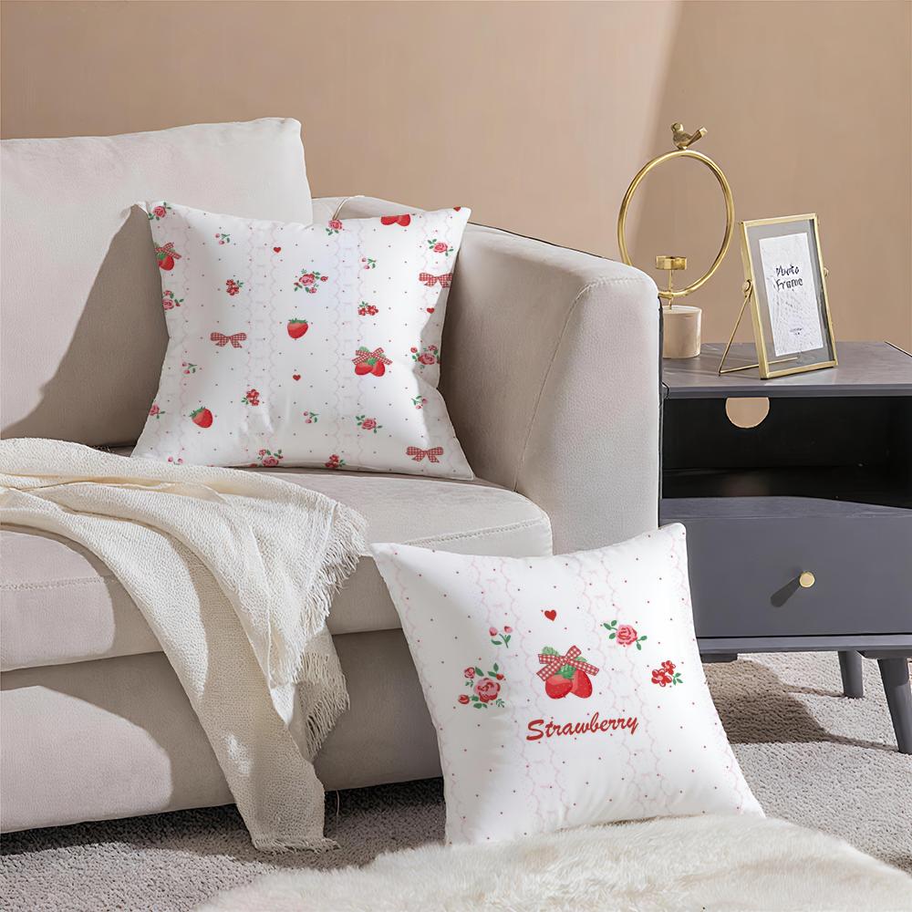 S-Strawberry F-flowers Pillow Case Square Pillow Bedroom Sofa Leisure Comfort Cushion Living Room Home Decoration