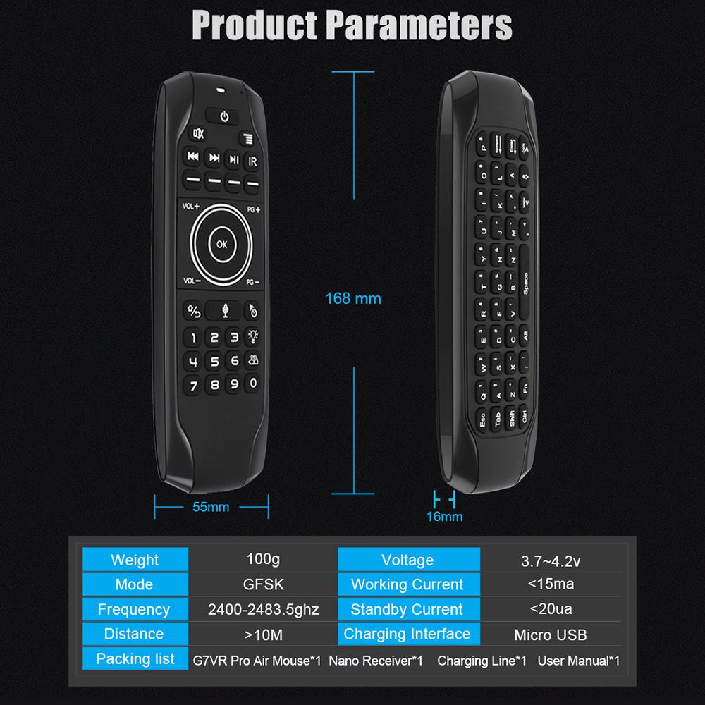 Backlit 2.4G Air Mouse Wireless Keyboard Russian English Version Voice Control 6-Axis Motion