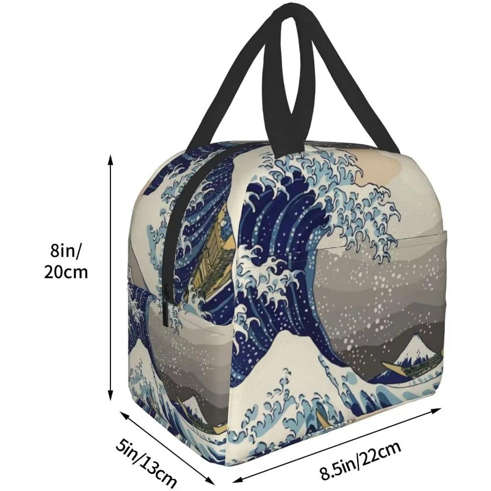 Lunch Bag for Women The Great Wave Off Kanagawa Art Insulated Lunch Box Cooler Tote for Work Office School Picnic Bento Bag