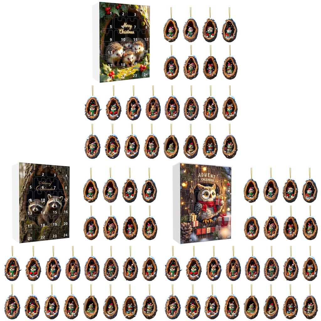 Christmas Countdown Advent Calendar With Acrylic Tree Hole Animal Decorations For Holiday Parties And Giftgiving