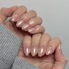 24Pcs Sweet Pink Almond Fake Nails Stiletto Pink Bowknot French Cute Pearl Bows Fake Nails Girls Women Wearable Manicure