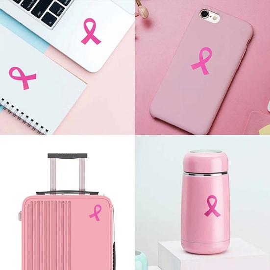 Pink Ribbon Stickers Breast Cancer Awareness Stickers Self-adhesive Ribbon Design Stickers for Fundraisers Groups Charity Events