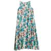 Real summer new literary loose cotton and linen printing round neck sleeveless dress women's medium and long