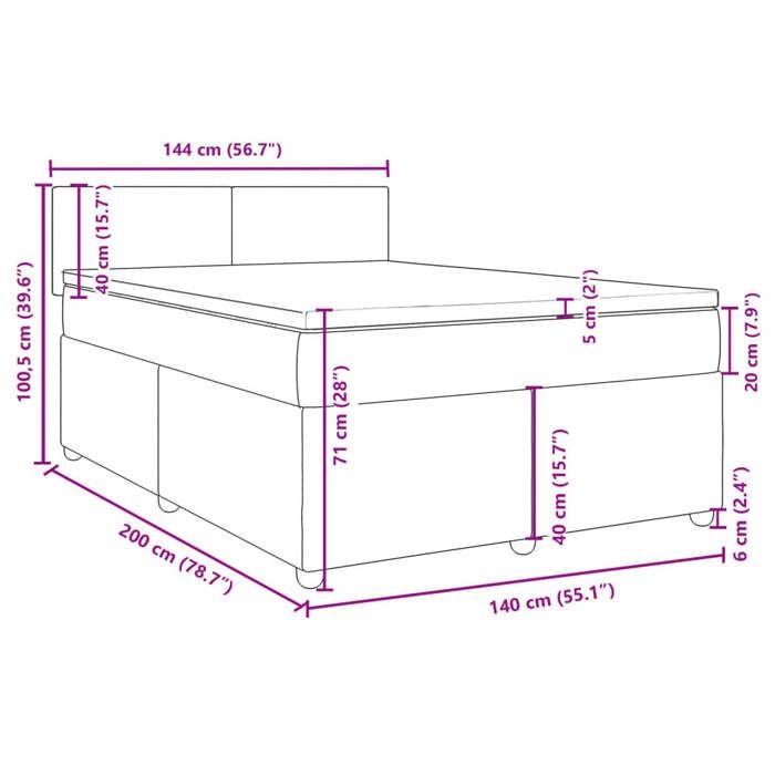 VidaXL Slat Bed Base with Mattress Cream 140x200 Cm Fabric 3289001