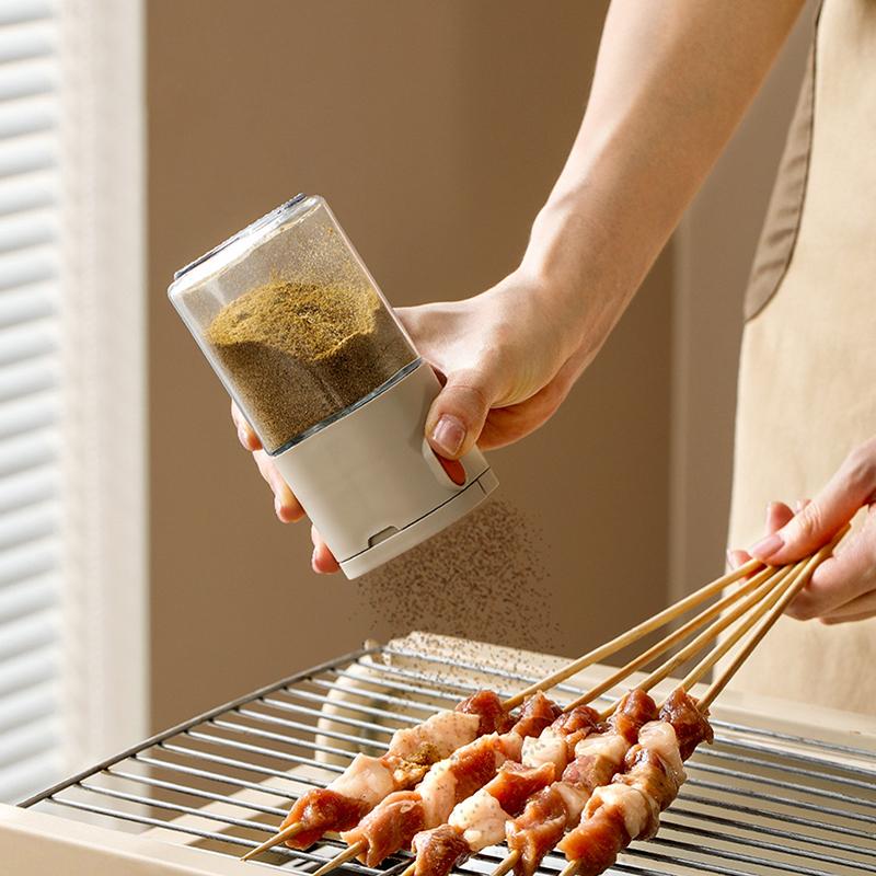 180ml Multifunksjonell Kvantitativ Krydderkrukke, Trykktype Krydderflaske i Glass, Kjøkken Saltkrukke, Krydder- og Pepperstrøere