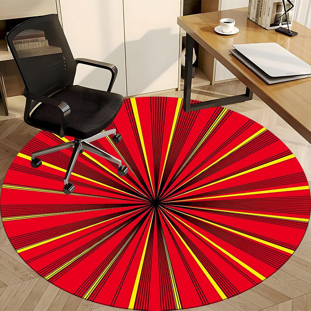 1pc Sunburst Pattern Office Round Area Rug, Indoor Mat Suitable ForOffice, Under Office Chairs Bedroom Living Room Home Decor, Room Decot052