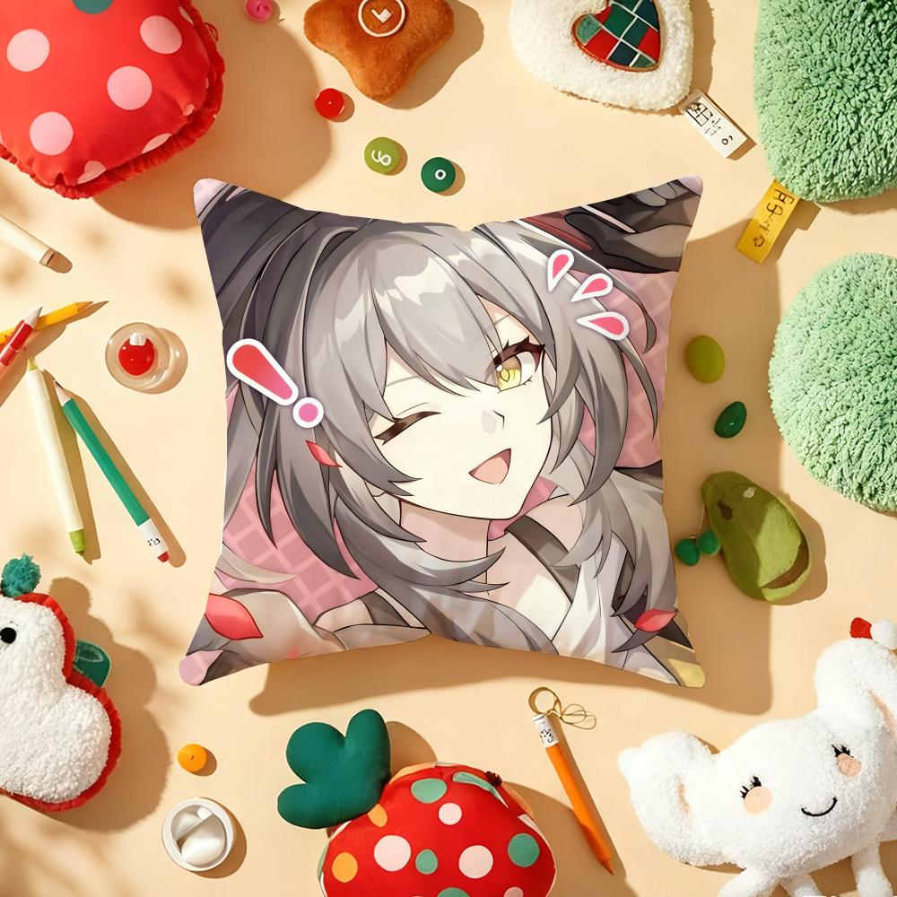 Anime Game HHonkai Impact Cushion Cover Plush Fabric Soft DoubleSided Printed Sofa Warm Winter Home Gift Pillow Cover