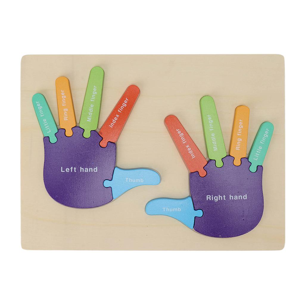 Jigsaw Puzzle Toy Palm Shape Color Cognition Educational  Wooden Puzzle Toys for Toddlers