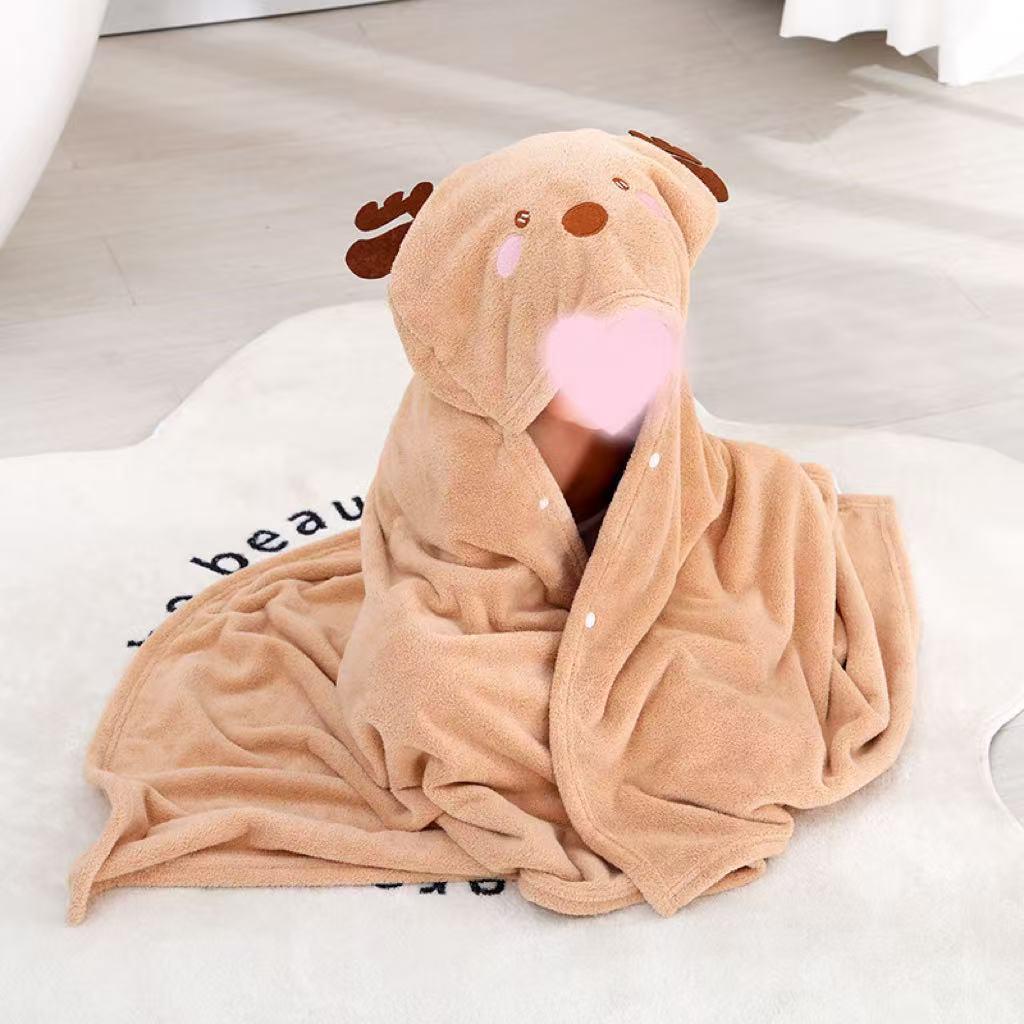 Badekåpe med hette i korallfleece for barn - Sommer babyhåndkle og kappe for svømming