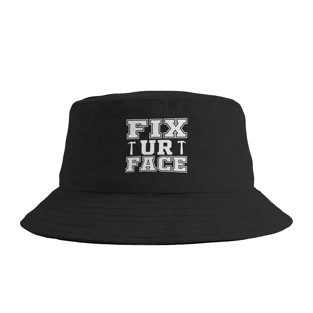 Unisex Fix Ur Face Fix Your Face Sarcastic Quote Funny Saying Bucket Hat Foldable Fisherman Hats Summer Casual Fishing Caps