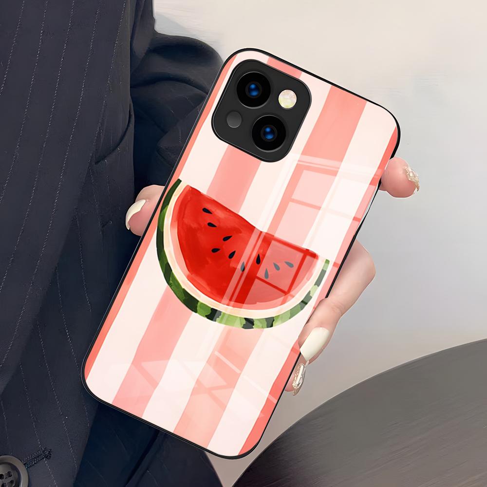 Cartoon Fruit Watermelon Phone Case For IPhone 17 Pro Max 15 Pro 16 14 Plus 12 13 Mini 11 Pro Shockproof Glass Cover