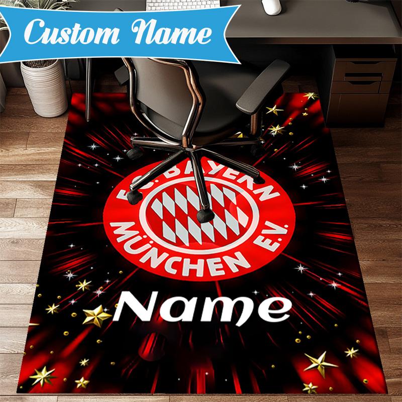 Custom Name Bayern Munich Crest Art Rug Game Carpet, Floor Mat for Bedroom Living Room Entryway Rug, Home Decor Idea Gift for Christmas birthday