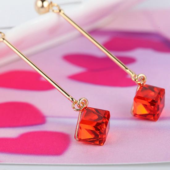 1 Pair Women Fashion Long Dangle Rhinestone  Earrings Eardrops Jewelry for Wedding