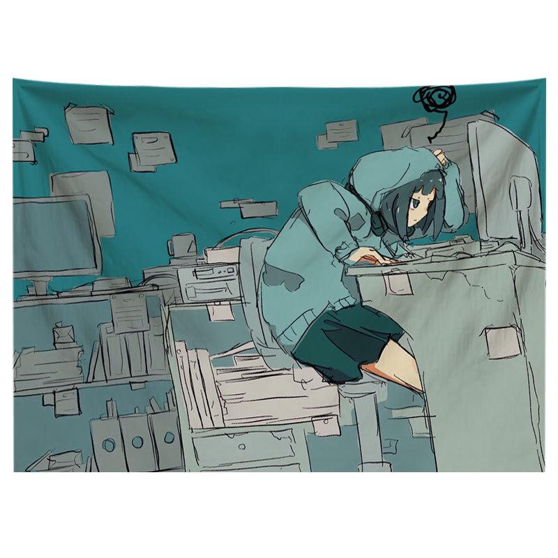 

Аніме гобелен декор мила кімната декор рожева дівчина настінна тканина спальню штори для спальні 230x180см 150x100cm