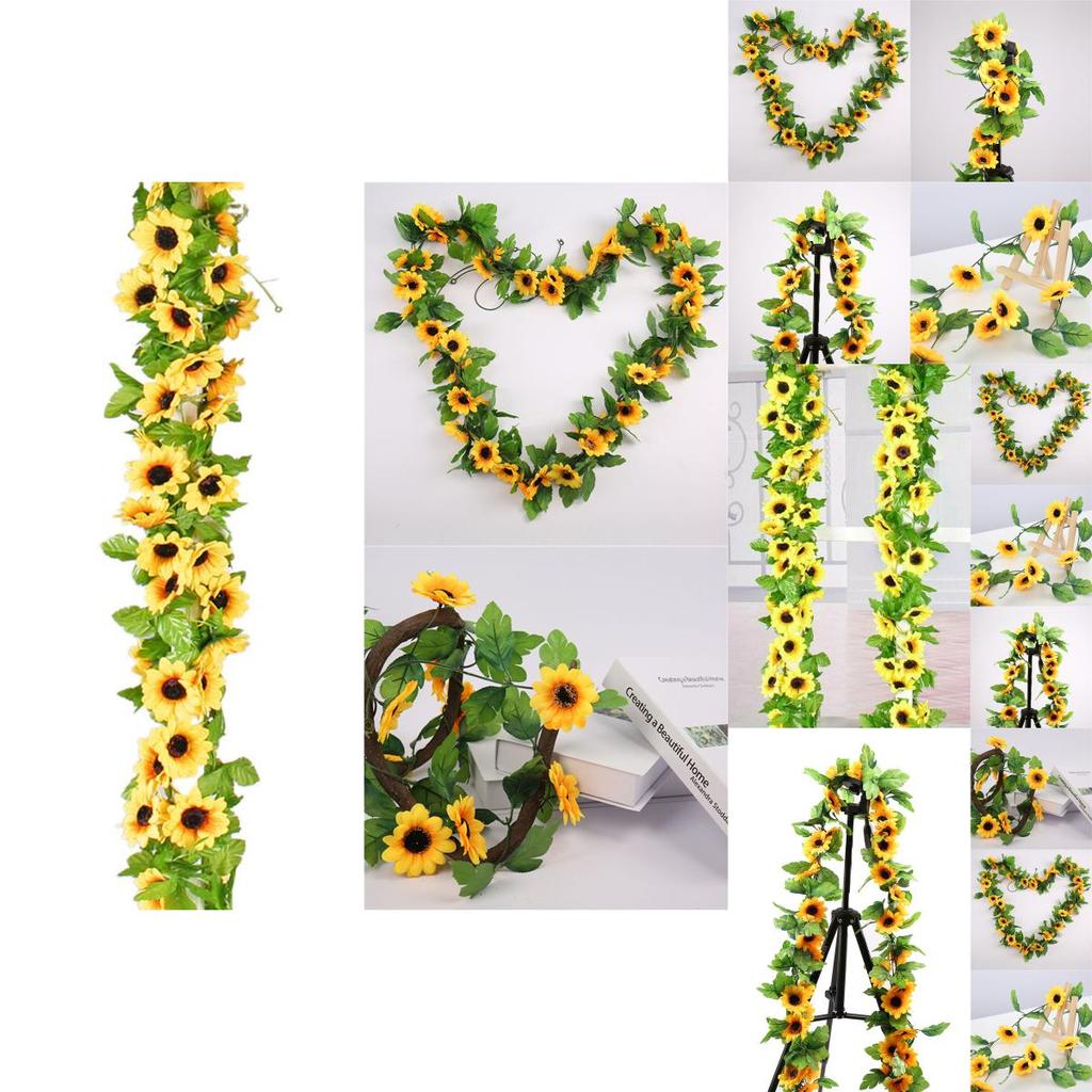 25 Meter Artificial Sunflower Garland With Vibrant Yellow And Orange Blooming Flowers For Elegant Home Decor