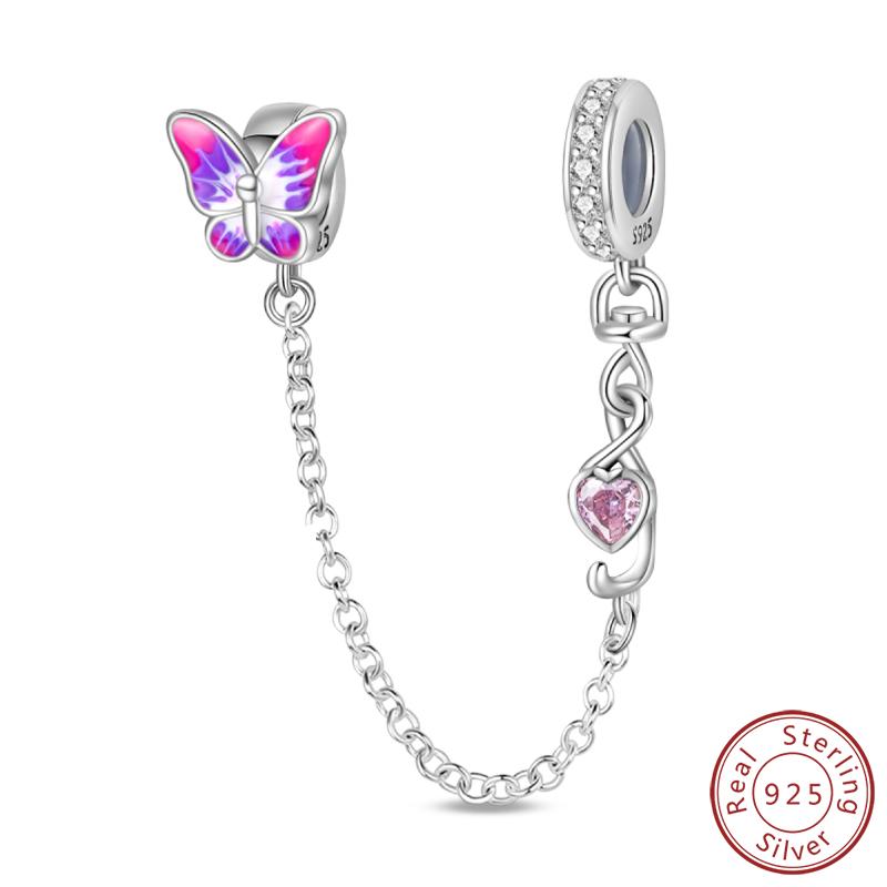 Elegant S925 Silver Butterfly & Dragonfly Multicolor Charms Beads Pendant 3mm DIY Fine Jewelry Making Accessories Gifts