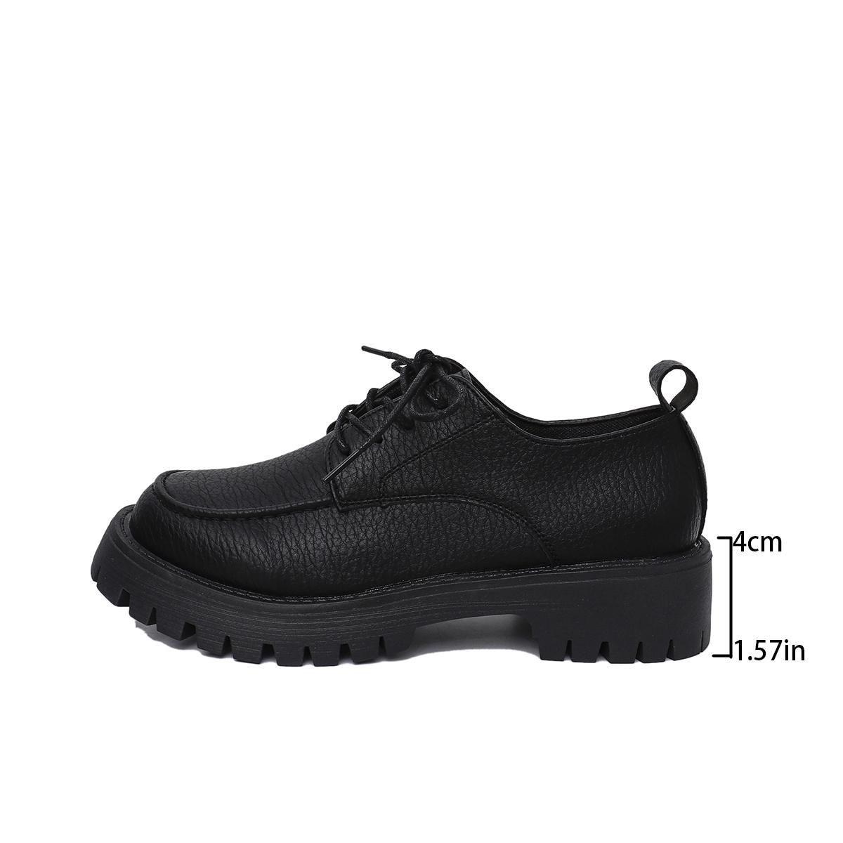 

Новые женские повседневные туфли на толстой подошве больших размеров, с круглым носком, новые маленькие кожаные туфли, модные и универсальные, весна-осень 43