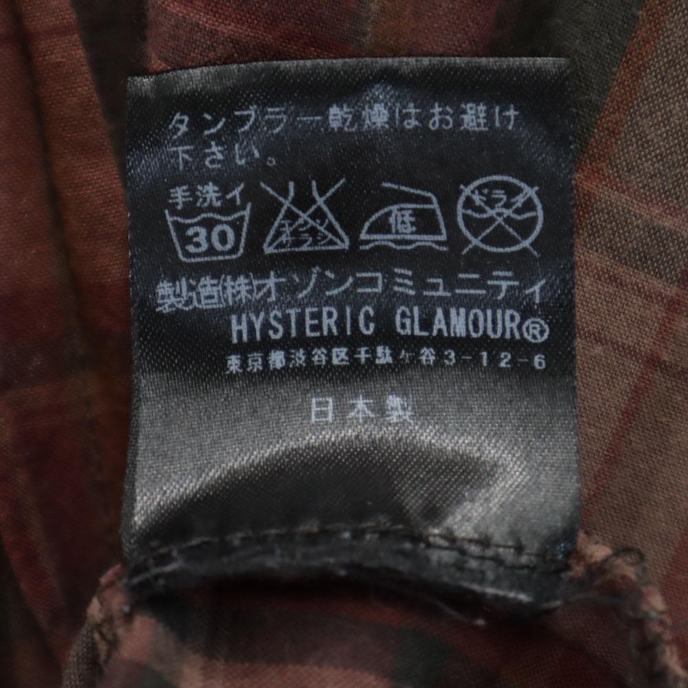 HYSTERIC Check Pattern Long sleeve pin tuck Band collar shirt F Tunic Women Used