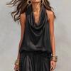 2026 Spring New Solid Color V-neck Waist-Cinching Ruffle Off-Shoulder Elegant Women's Casual Suit