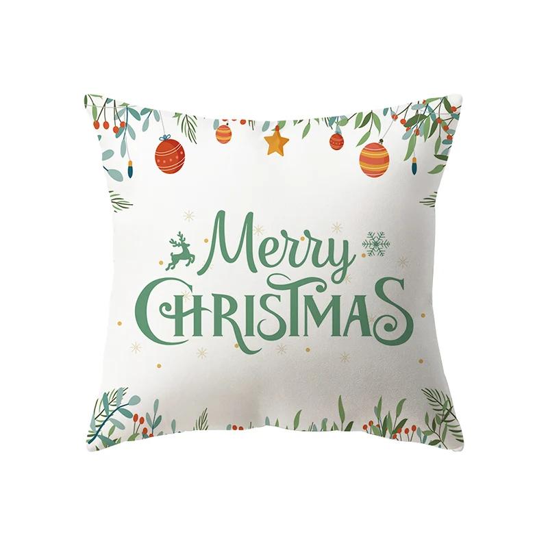 Christmas Decoration Merry Print Pattern Cushion Cover Home Living Room Sofa Pillow