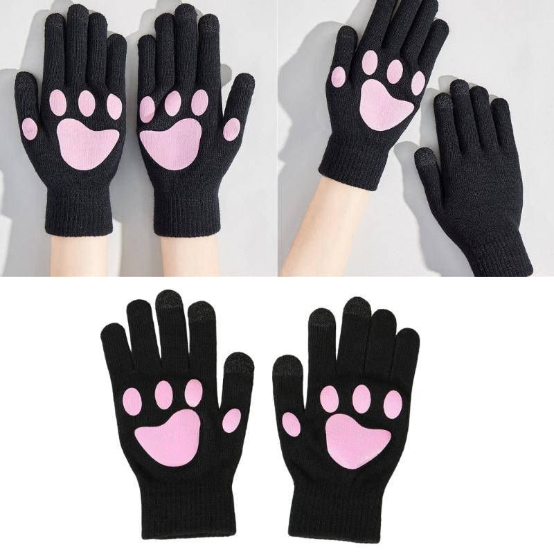 Warm Toe Bean Gloves Thick Stylish Mitten Gloves Full Finger Lovely Handwear Stylish Thicken Gloves for Girl Women