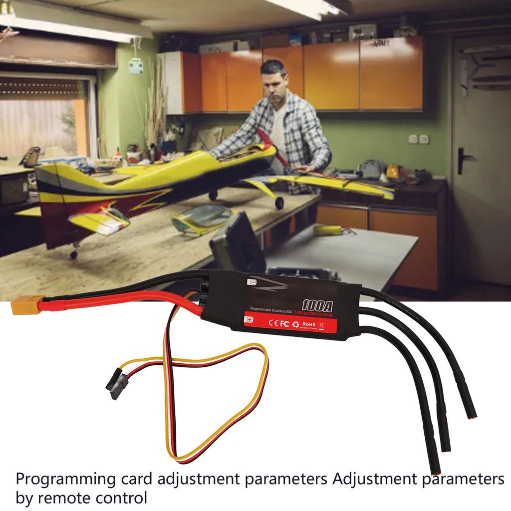100A RC Electric Speed Controller Brushless Motor ESC Replacement Part for DIY RC Aircraft Fixed Wing Drone