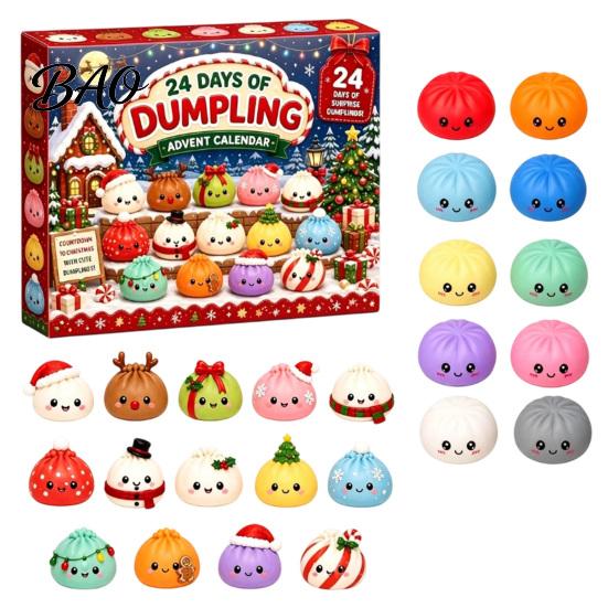 Christmas Gift for Adults 2026 Squeeze Toy Advent Calendar, 24-Day Dumpling Bun Fidget Stocking Stuffers Kids Countdown Box, Soft TPR Stress