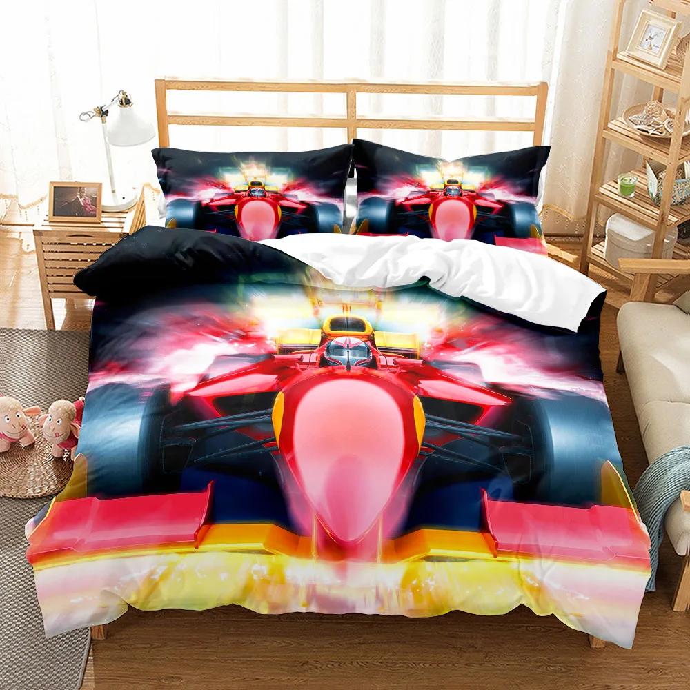 Relay Race Car Game Duvet Cover Set UK Single Double Queen US Twin Full King Size Bed Linen Set Duvet Cover Bed Set Quilt Cover