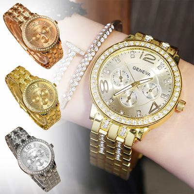 Women Fashion Stainless Steel Band Analog Quartz Round Wrist Watch Watches