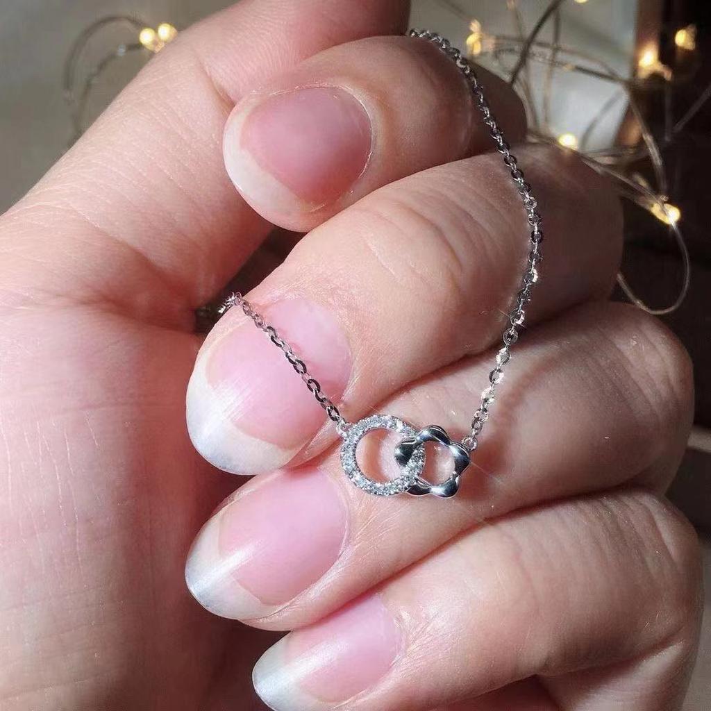 Niche Necklace for Women's Rose Gold Double Ring Collarbone Chain Cold and Fashionable Style Versatile Style