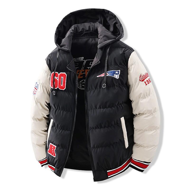 

Winter Jacket Men s Harajuku Embroidered Warm Parka Japanese Men s Hip-Hop Street Cotton-padded Jacket Man Coats M чорний