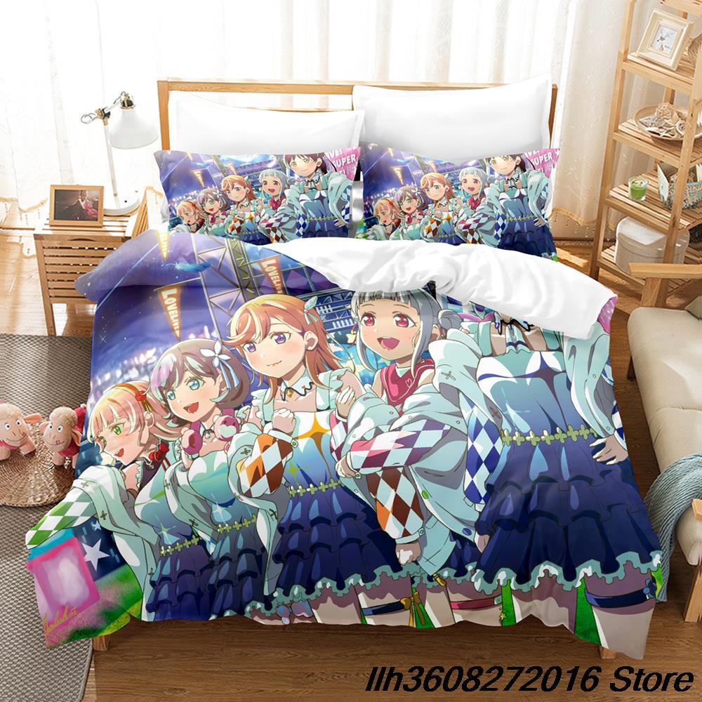 

New New Kawai Love Live! Beding Set Carton Anime thre-piece set Adult People Kid Bedrom with Soft Fabric Duvetcover Sets Kawai colcha de verano c 100*200cm Single