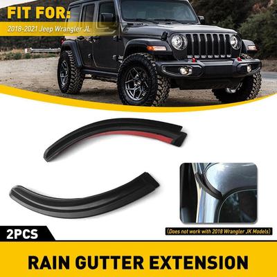 Για Jeep Wrangler JK 2007-2018 2τμχ Αξεσουάρ Νερού Οροφής Αυτοκινήτου Εκτροπέας Νερού Βροχής Προστατευτικό Εκτροπής Βροχής Προέκταση Υδρορροής AB V3W2