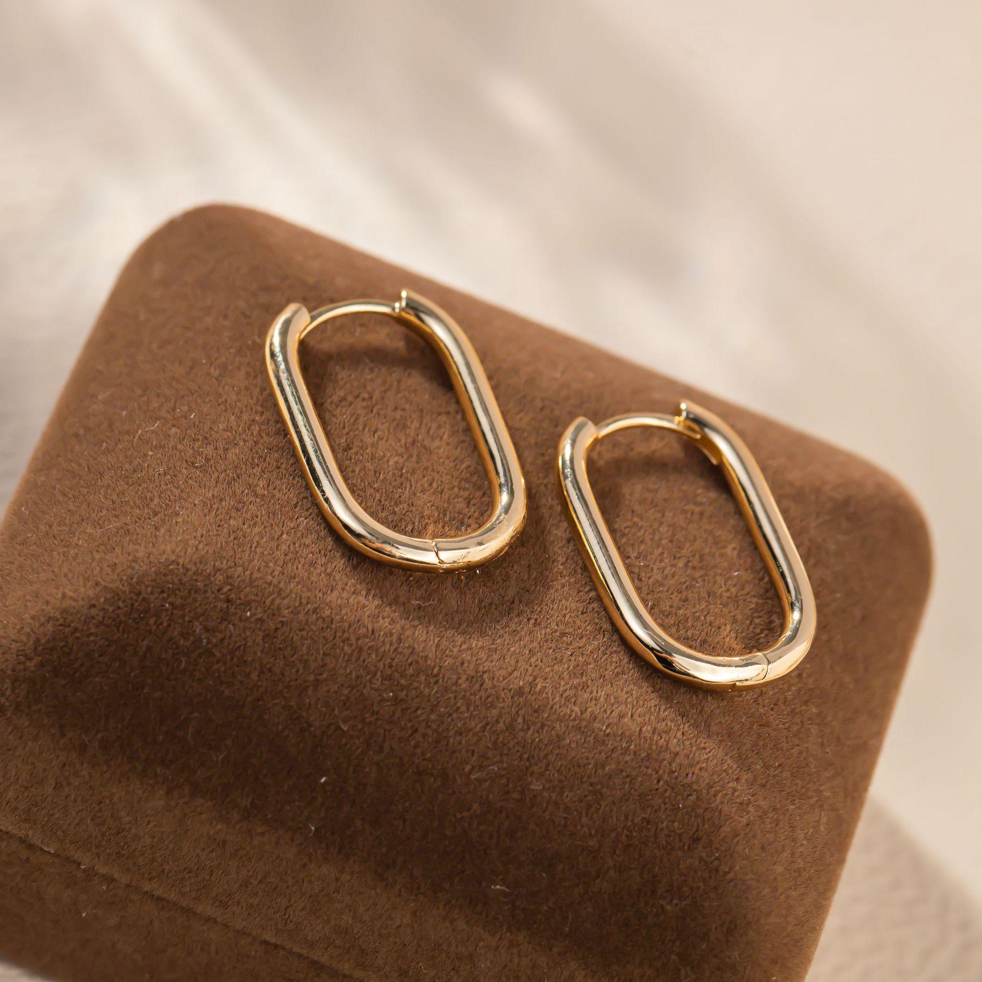 Korean Geometric Oval Dangle Earrings for Women - Simple & Chic Style