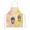 Cooking Baking Apron Eid Mubarak Mosque Printed Bib Muslim Ramadan Karim Kitchen Apron Women Star Crescent Moon Decoration