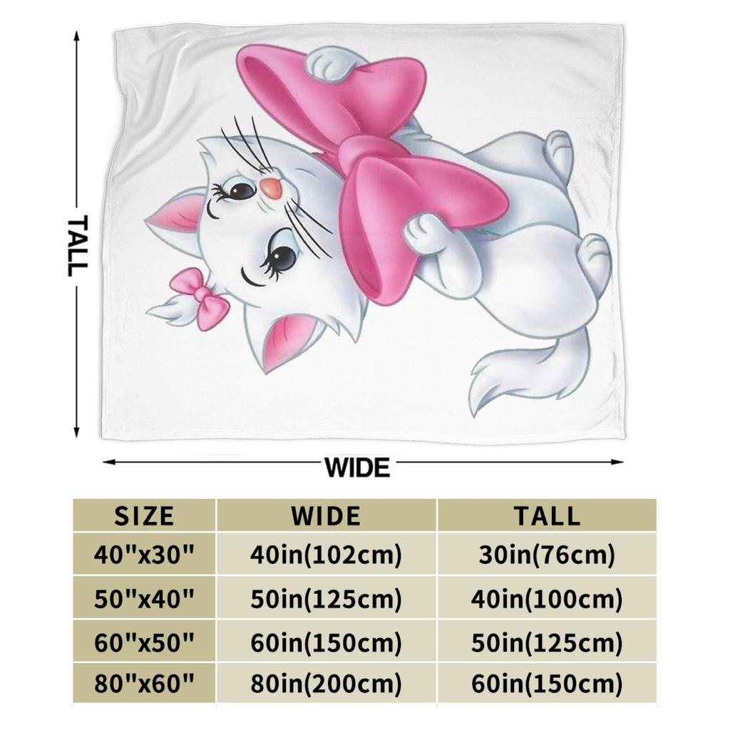Marie Cat  Cartoon Cat Wool Blanket Customized Throw Blanket for Bed Sofa Couch 150*125cm Quilt