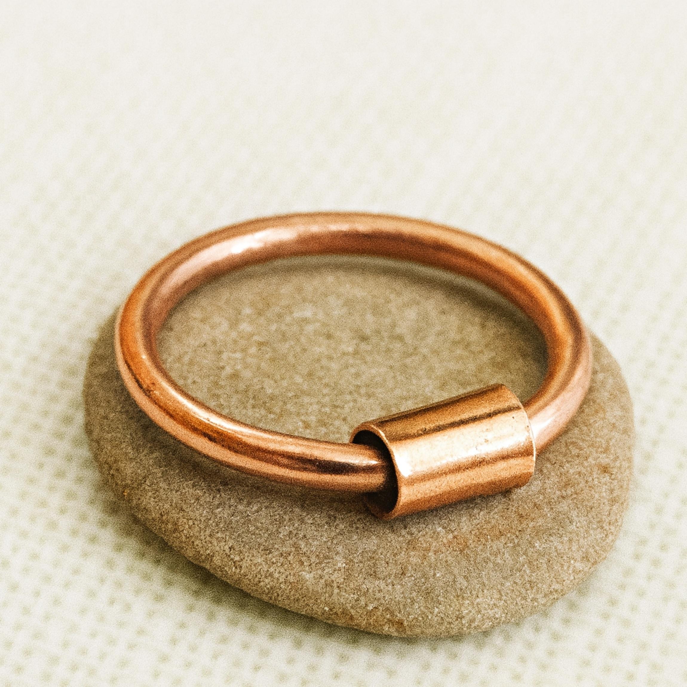 

Handcrafted Pure Copper Tube Slider Ring, Simple Minimalist Smooth Design, Healing Jewelry 12 медный