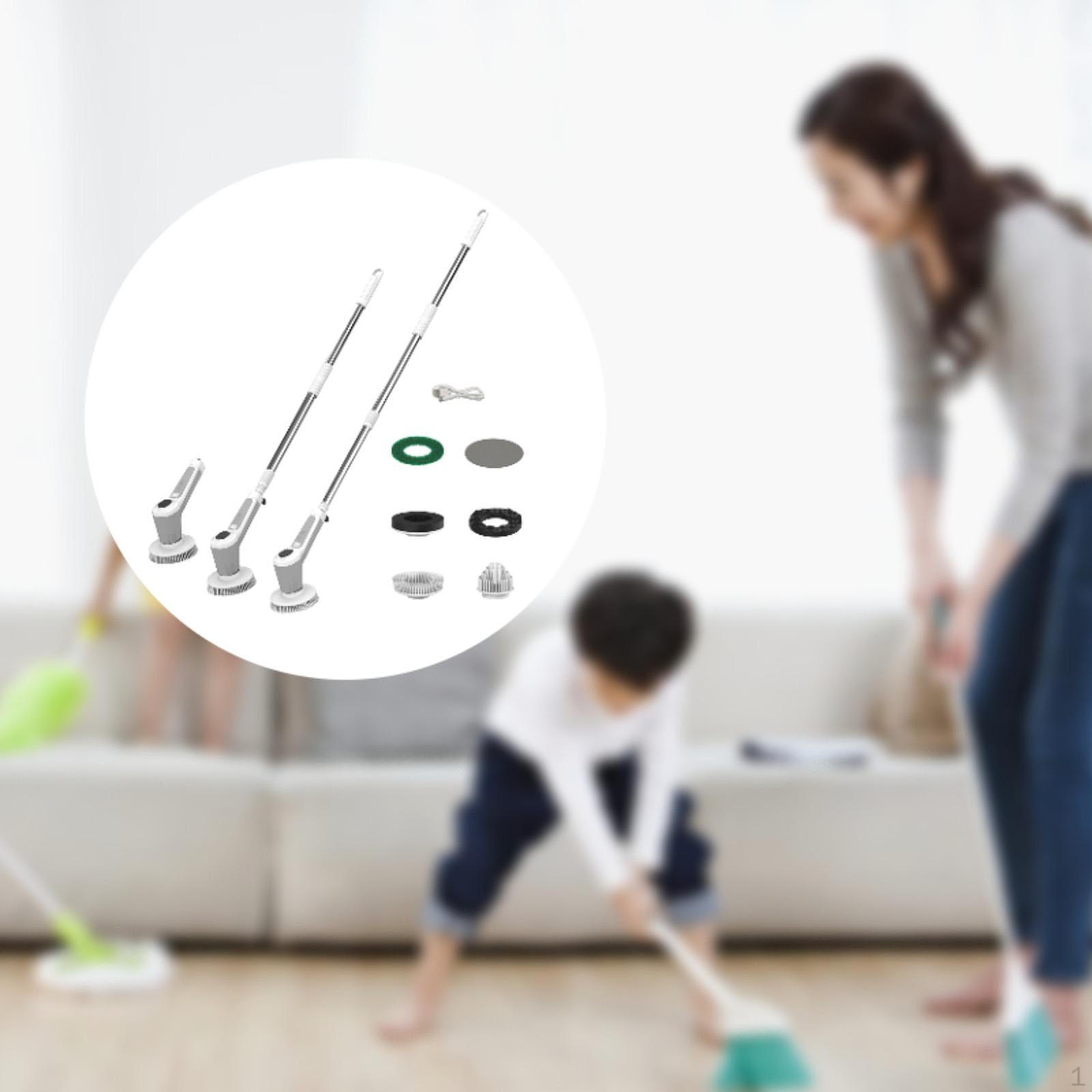 

Електрична щітка для чищення 6 в 1 із подовжувальною ручкою для автомобіля та ванної кімнати Gray White