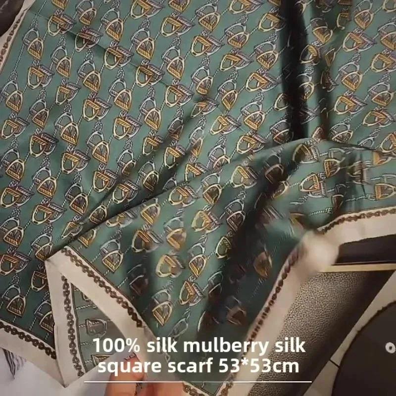 New 53X53CM Women's Silk Square Scarf Purse Luxury Scarf Silk Scarf Neckerchief for Women Designer Silk Headscarf