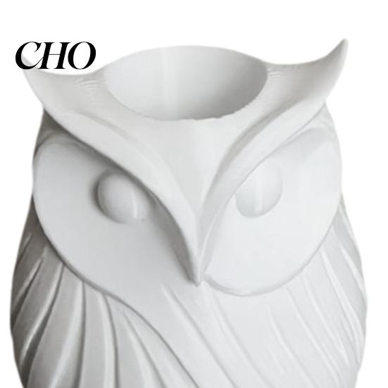 Wavy Pattern Desk Organizer 3D Printed Owl Pen Holder, 2 in 1 Flower Vase Black And White Cup Organizer, Cute Plastic Makeup Brush Home Office