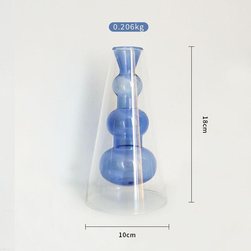 European Glass Rattan Aroma Vase - Double Layer, Colored Glass, Flameless Hydroponic for Living Room