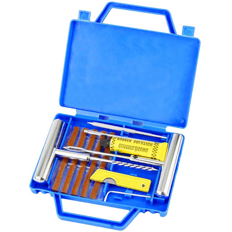 

Universal Car Tire Repair Kit with Box Emergency Puncture Repair Tools for Car Motorcycle Bicycle Tyre Quick Fix Portable синий