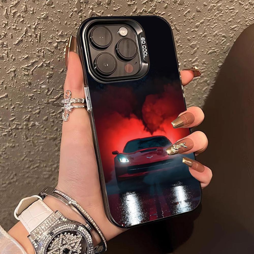 

Luxury C-Corvettes Phone Case for iPhone 16 15 14 13 12 11 X XR XS 8 7 Pro Max Plus Translucent Colour Printing Cover Luxury iPhone 7 Plus