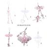 Sweet Bowknot Phone Charm Angel Wing Pendant Keychain for Bag Accessory Phone Strap Lanyard Beaded Key Chain Jewelry