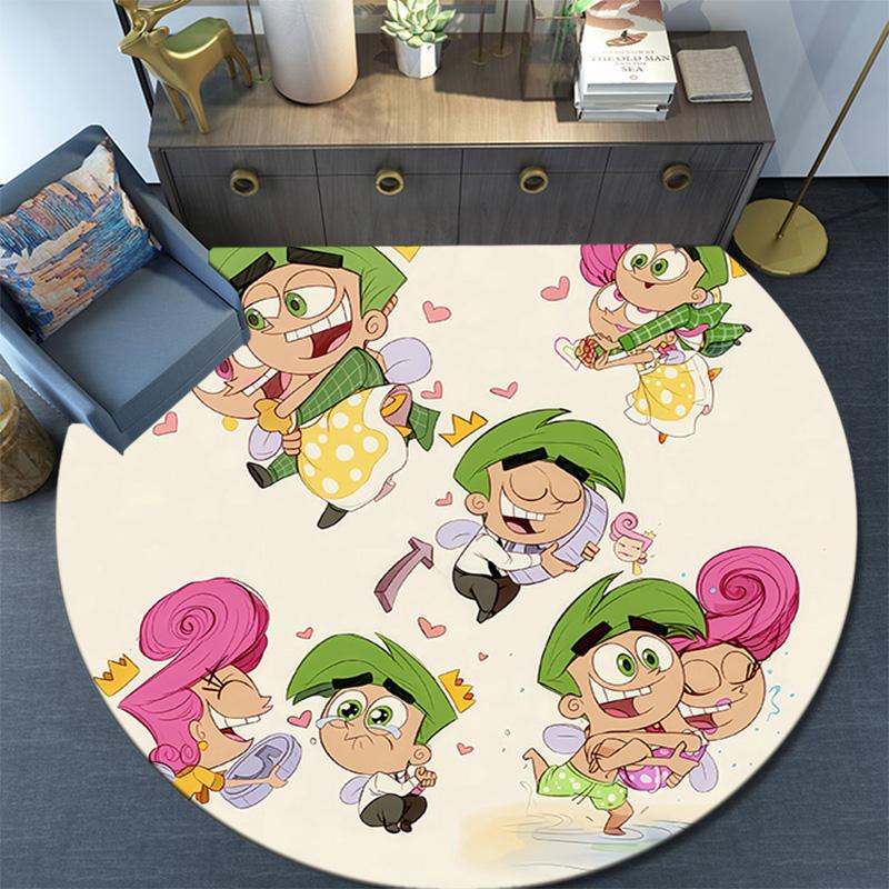 The Fairly OddParents2 Round Area Rug,Carpet Rug for Living Room Bedroom Sofa Playroom Decor,Non-slip Floor Mat