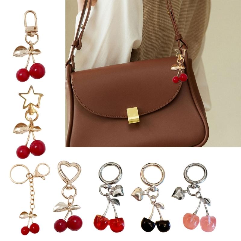 Cherry Bag Pendant Bag Charm Resin Cherry Keyring Fashion Alloy Jewelry Key Accessory Present for Fashion Women Girls